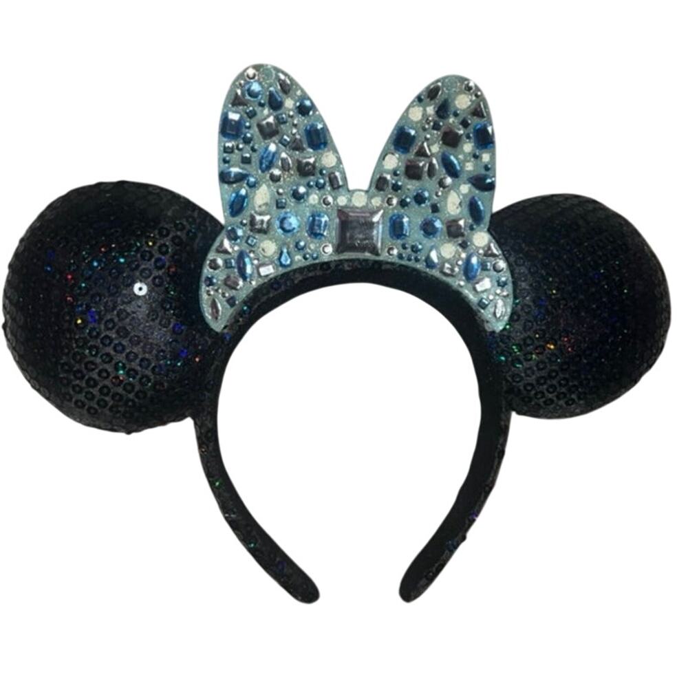 Minnie Mouse Sequined Ear Headband with Jeweled Bow Disneyland 60th Anniversary